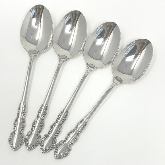 Oneida Shelley Cube USA Stainless Place Dinner Soup Spoons 6 5/8” Set Of 4 - Picture 1 of 6